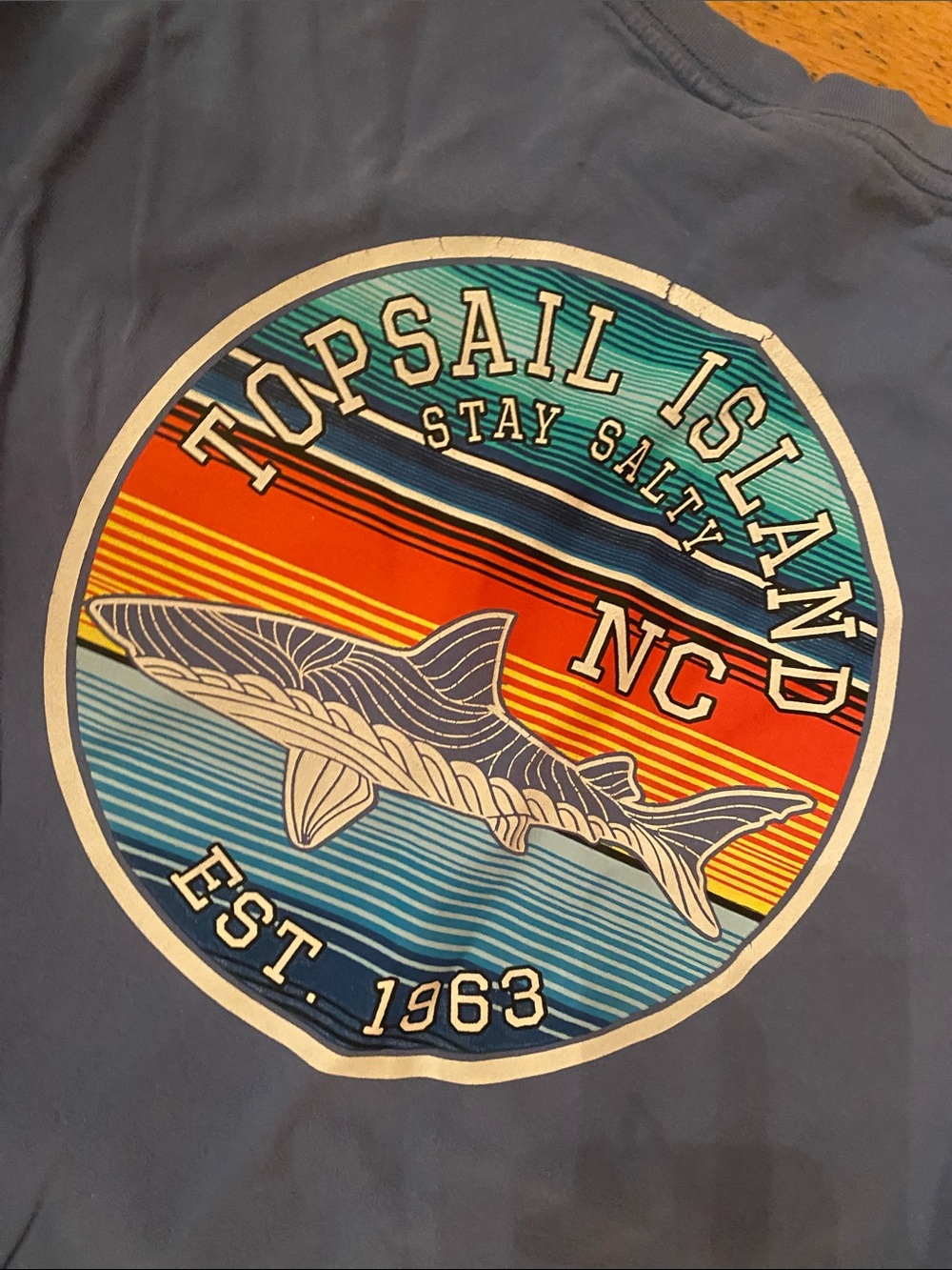 Blue Short Sleeve Tee with Chest Patch - Picture 3 of 3